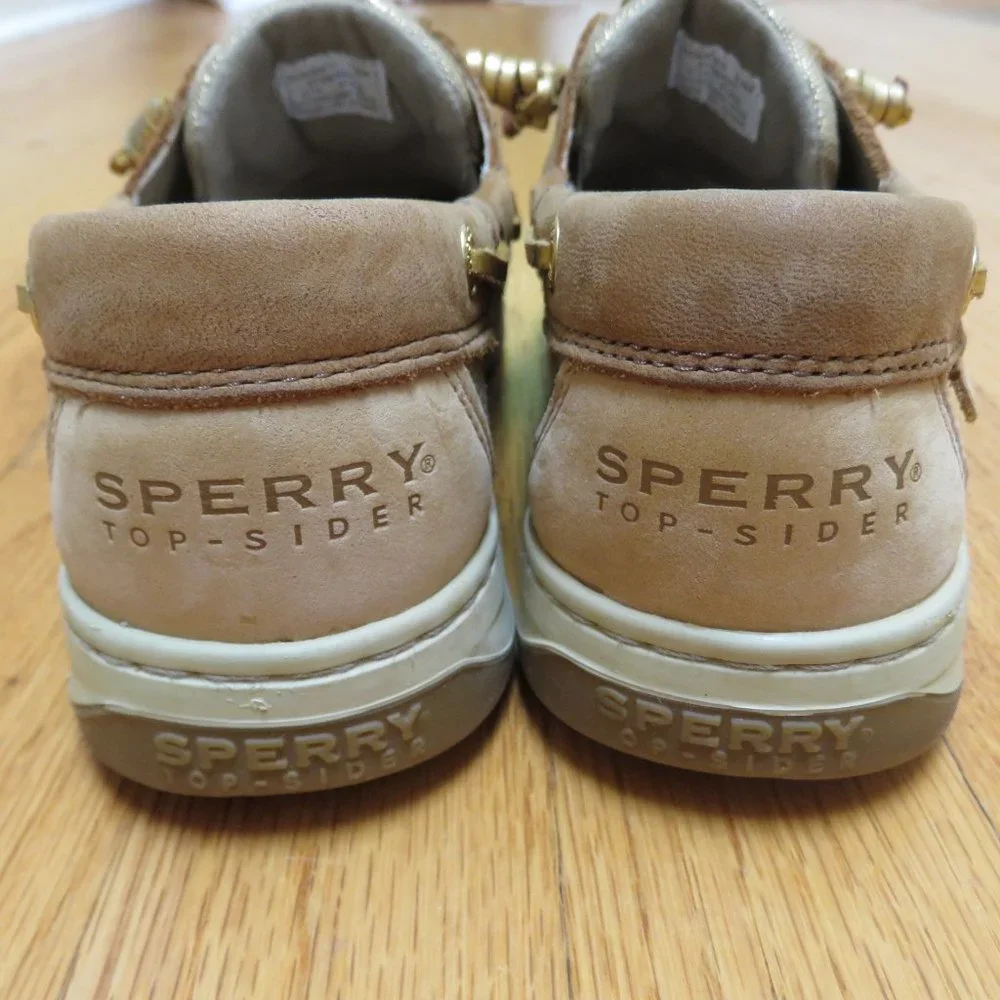 CLEARANCE- Sperry Top-Sider Tan and gold boat shoes size 7.5